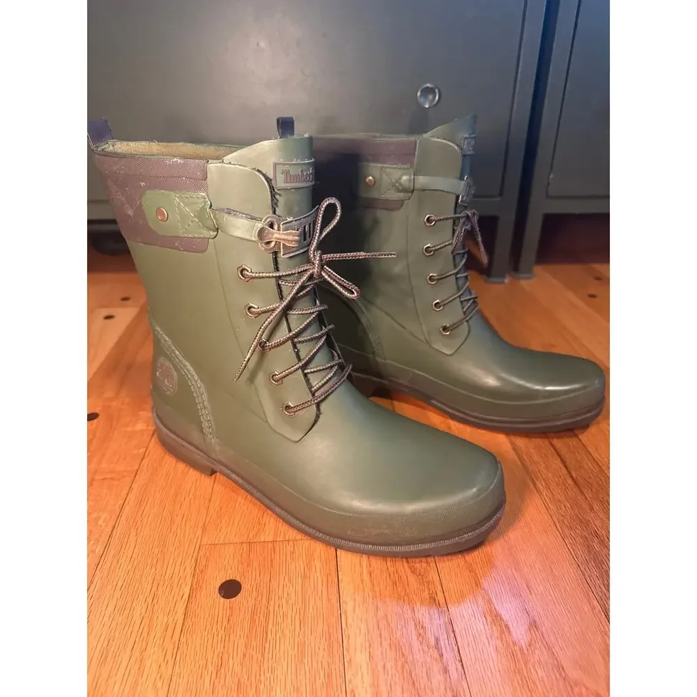 Timberland Green Rubber Rain Boots Women's Sz 9 Waterproof Rain Boots Read